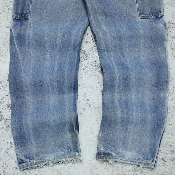 Vintage Carhartt B07 DNM Faded Blue Jeans Denim Double Knee Pants 32x30 - Picture 7 of 12